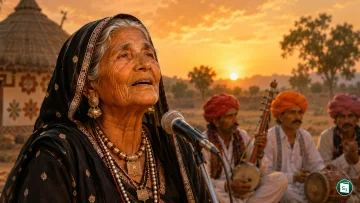A portrait of legendary Rajasthani Mand folk singer Gavri Devi