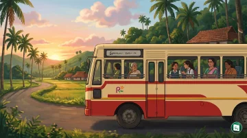 A Kerala KSRTC ordinary bus with the Priyadarshini scheme identification sticker