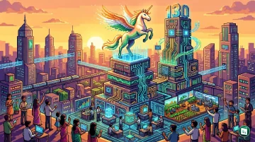 Digital representation of AI and Indian unicorn growth