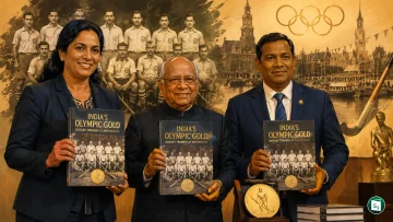 PT Usha and Dilip Tirkey at the book launch of India’s Olympic Gold