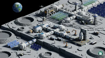 Artist's impression of a permanent NASA lunar base on the Moon's South Pole