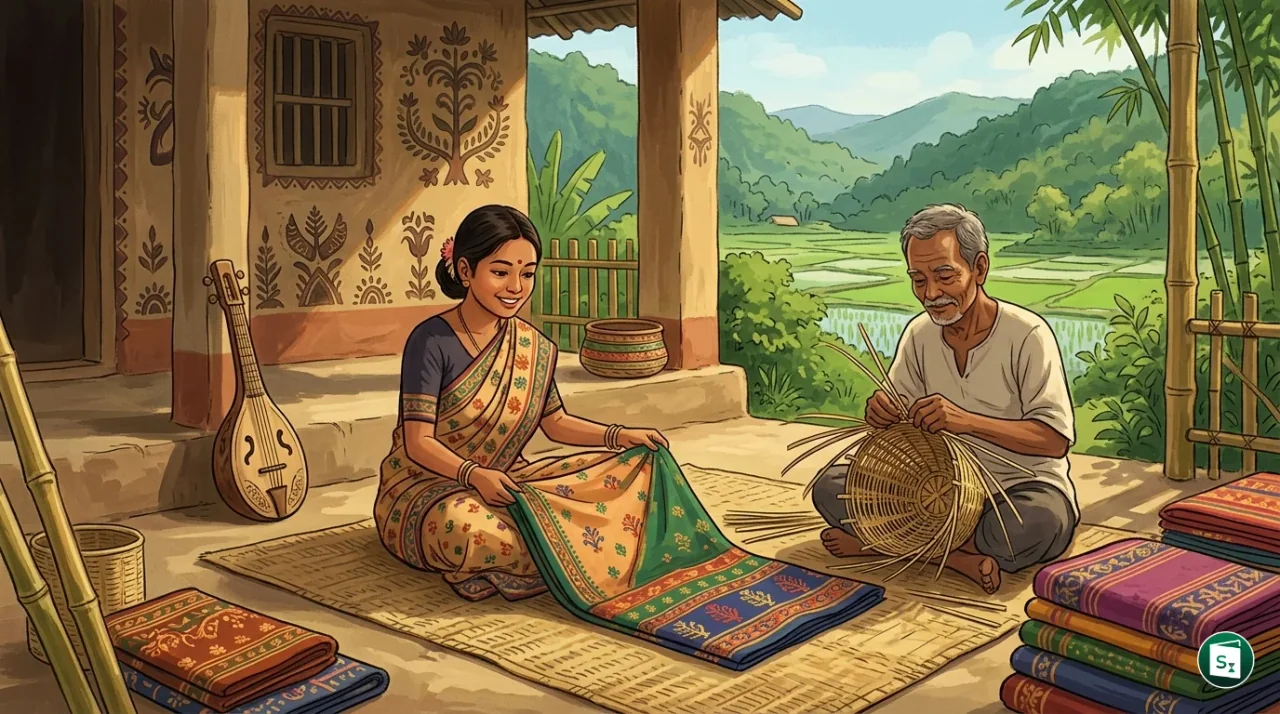 Traditional handloom textiles, bamboo crafts, and musical instruments from Jharkhand, Assam, and Tripura awarded GI tags