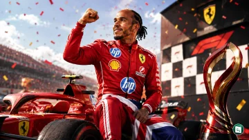 Lewis Hamilton celebrates his victory at the 2026 Spanish Grand Prix