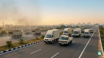 A heavy commercial vehicle driving on a highway, symbolizing the fleet modernisation initiative.