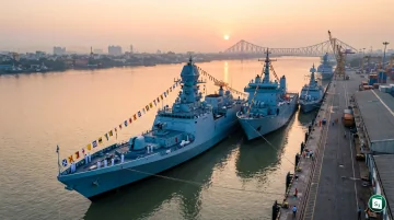 Three indigenously built naval ships commissioned by PM Narendra Modi in Kolkata