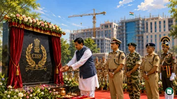 Union Minister Bandi Sanjay Kumar laying foundation stone for the new CISF Headquarters building at CGO Complex in New Delhi