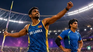 Neeraj Chopra competing in the men's javelin throw at the Doha Diamond League 2026