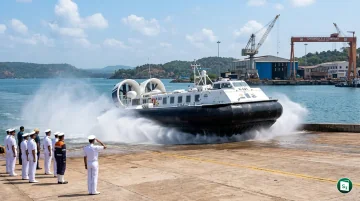 Indian Coast Guard's first indigenously built Air Cushion Vehicle H-561 at Chowgule shipyard in Goa
