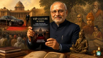 Vice President C.P. Radhakrishnan releasing the book VIP Culture in India at Uprashtrapati Bhavan in New Delhi