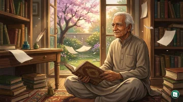 A portrait of legendary Urdu poet Dr. Bashir Badr