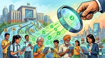 A digital illustration representing e-governance and service delivery in India