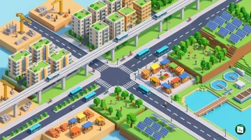 A scenic depiction of modern green urban town planning in Chhattisgarh