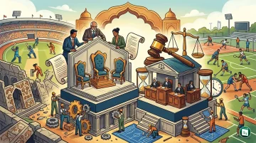 Illustration representing sports governance and tribunal rules in India