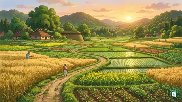 A lush green agricultural field showing record crop growth in India