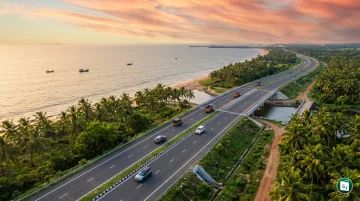 A scenic view of a newly developed four-lane national highway in India