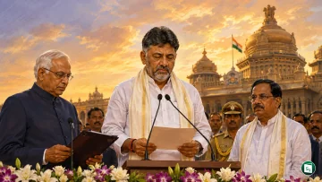 D.K. Shivakumar taking oath as the Chief Minister of Karnataka