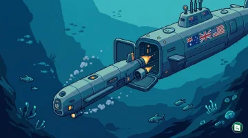 An illustration of advanced uncrewed undersea vehicles operating in deep maritime environments
