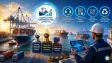 Illustration of Indian maritime ports and cargo ships with digital icons representing shipping modules
