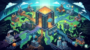 Digital depiction of enterprise resource planning and artificial intelligence integration in manufacturing