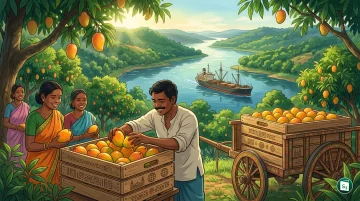 Premium Amrapali mangoes from Jharkhand packaged for commercial export to the United Kingdom