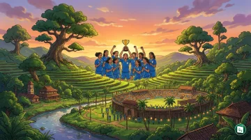 Indian Women's Football Team celebrating with the SAFF Championship trophy