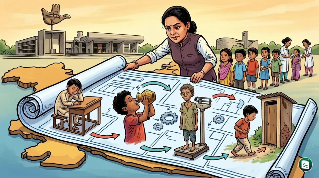 A medical professional discussing health with a child and parent