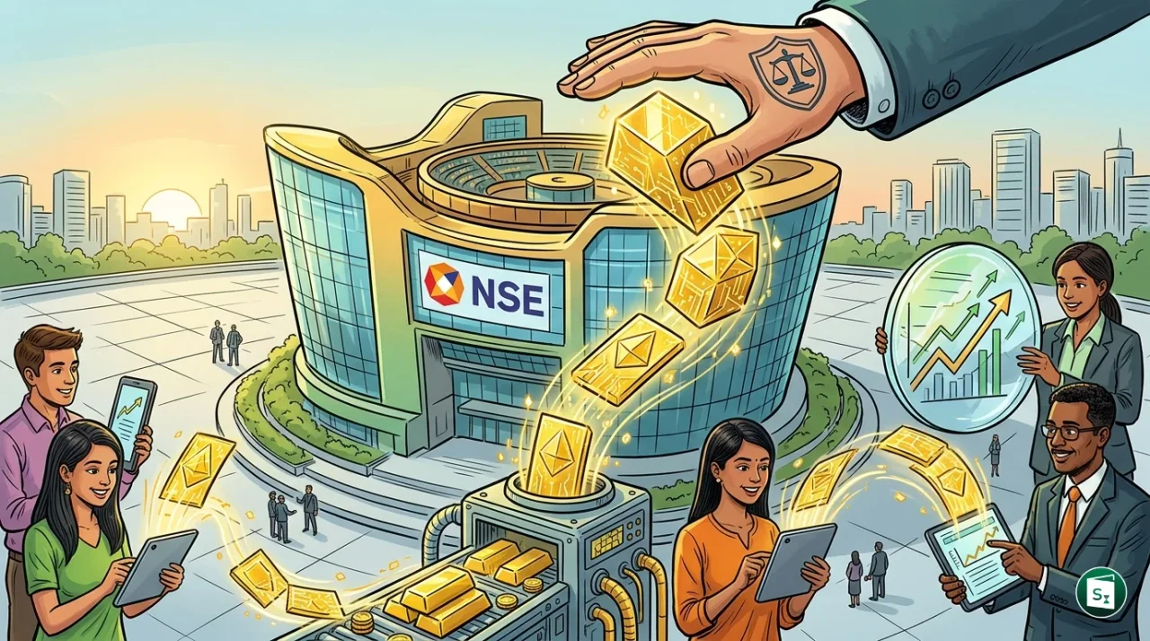 Digital representation of gold receipts and the National Stock Exchange building