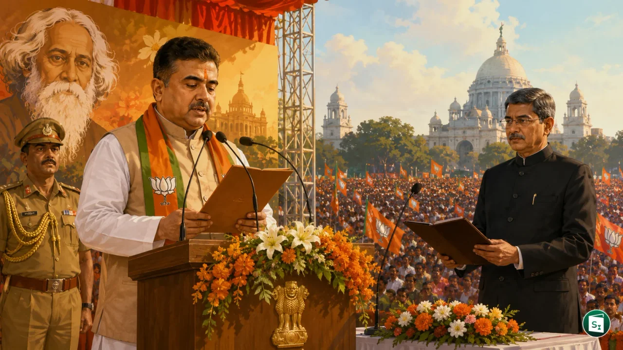 Suvendu Adhikari taking oath as Chief Minister of West Bengal