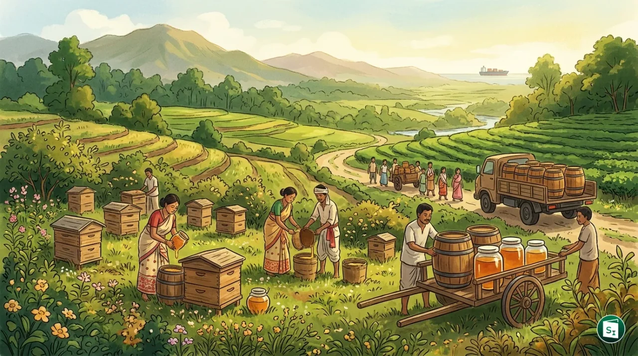 Consignment of honey being flagged off from Assam for export to the USA