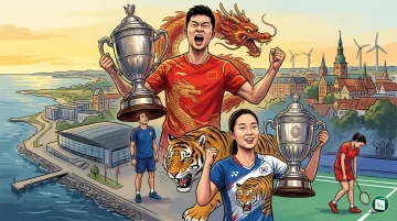 Players celebrating at the BWF Thomas and Uber Cup Finals 2026