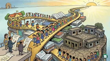 Digital representation of India's school education system and NITI Aayog logo