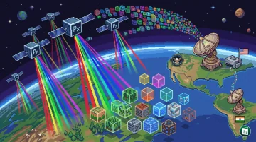 Digital representation of a hyperspectral satellite constellation orbiting Earth