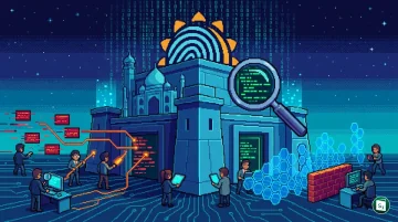 UIDAI and NFSU representatives signing the Memorandum of Understanding for Aadhaar security