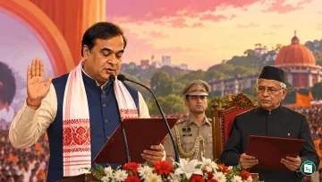 Himanta Biswa Sarma taking oath as the Chief Minister of Assam