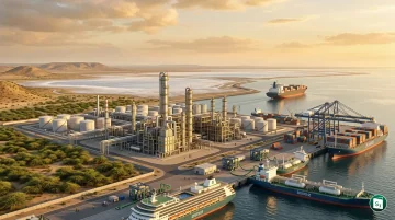 Illustration of India's first green methanol production facility at Deendayal Port