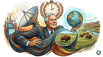 Portrait of Ted Turner, founder of CNN and philanthropist