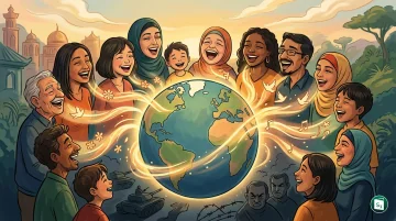 People participating in a Laughter Yoga session to celebrate World Laughter Day