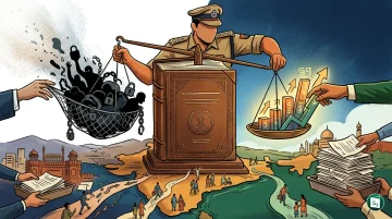 A symbolic representation of law enforcement and crime statistics in India.