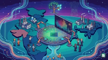 Illustration representing semiconductor manufacturing and high-tech display panels