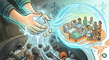 A symbolic visual of hand hygiene and infection prevention in healthcare settings