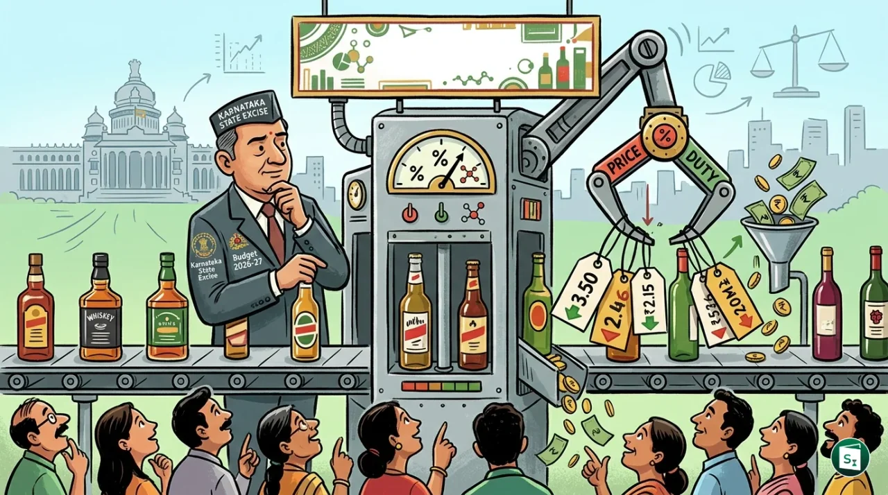 Excise duty reform illustration with beverages and tax slabs