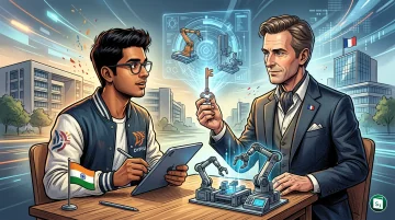 Illustration of an advanced digital manufacturing lab with virtual reality and simulation gear