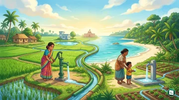 Clean drinking water flowing from a tap in a rural household representing the Jal Jeevan Mission