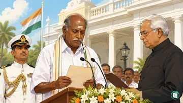 N. Rangasamy taking the oath of office as the Chief Minister of Puducherry