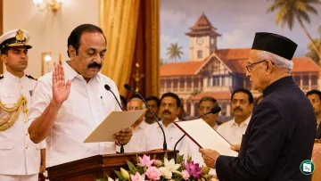 V.D. Satheesan taking the oath of office as the Chief Minister of Kerala
