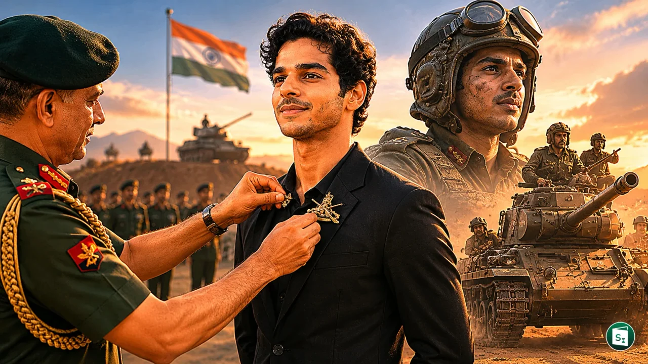Ishaan Khatter receiving the honorary membership of the 45 Cavalry Regiment