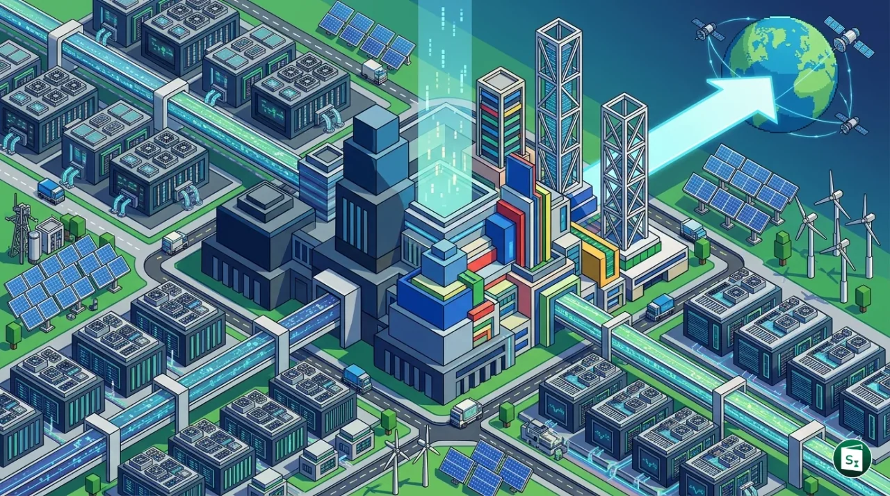Representation of AI cloud infrastructure and data centers