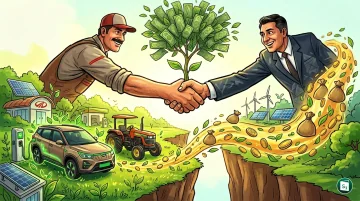 Mahindra and DBS Bank logo on a green background representing sustainable finance