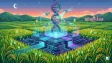 Digital representation of AI-designed DNA editing in a rice plant