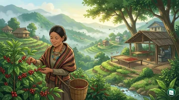A scenic coffee plantation in the hills of Nagaland